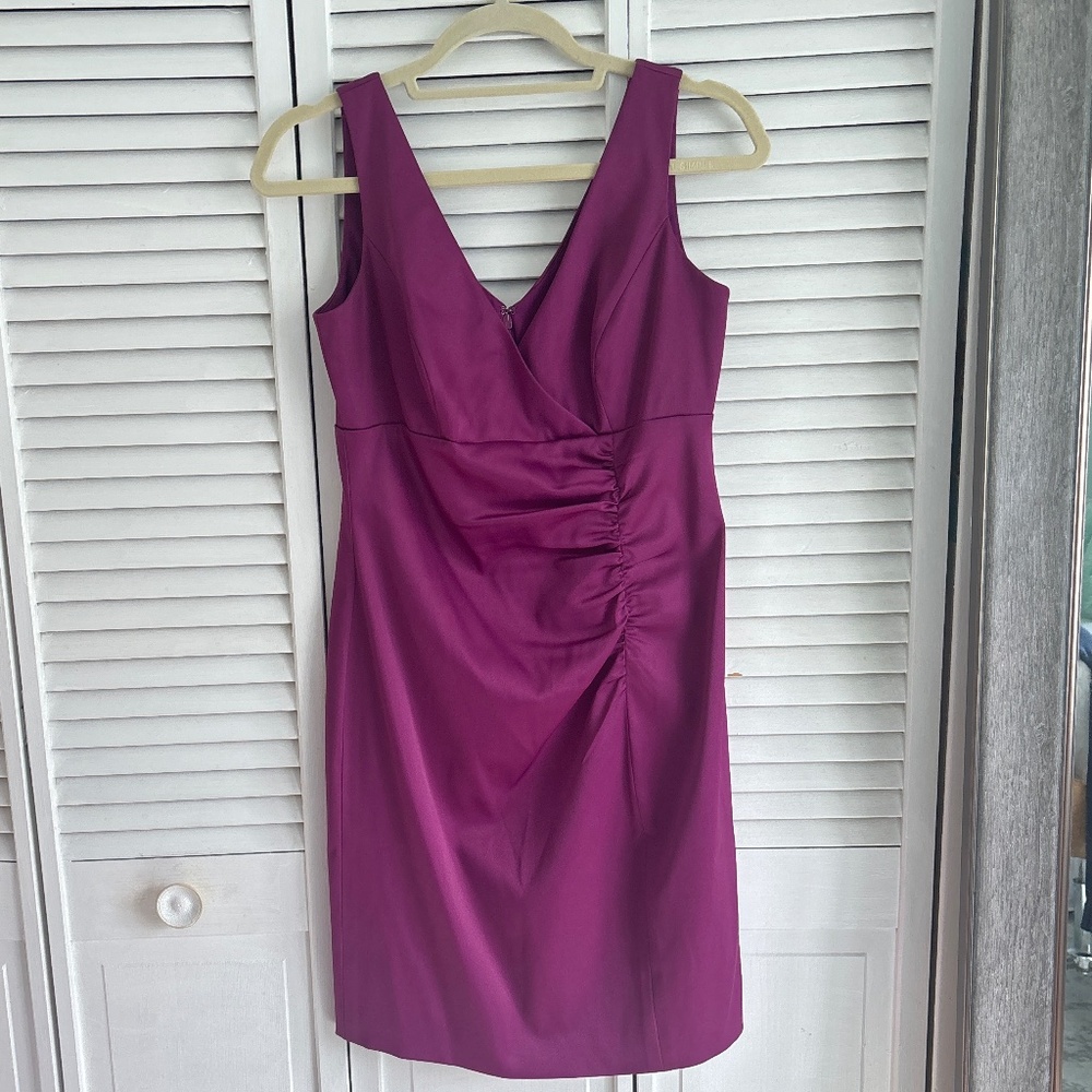 Magenta silk knee length dress